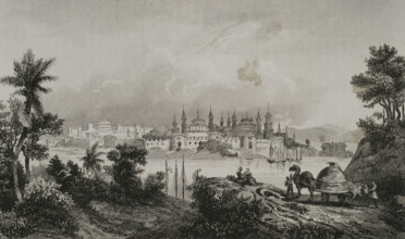 View of the citadel (Kremlin), Astrakhan, Russia, 1839. Creator: Augustin François Lemaitre.