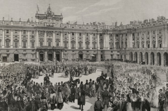 Marriage of King Alfonso XII to Infanta Mercedes of Orléans, Madrid, January 1878, (1878).  Creator: Bernardo Rico.