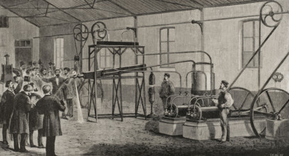 Liquefaction and solidification of hydrogen gas, December 1877 (1878).  Creator: Ch. Baude.