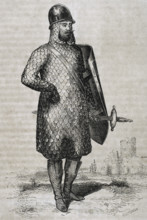 Military costume of the Goths, 1852. Creator: Coderch.