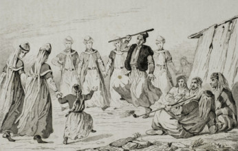 Kurdish women's dance, Armenia, 1838. Creator: Unknown.
