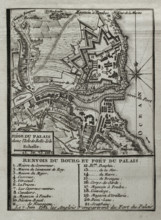 Seven Years War (1756-1763): Map of capture of Belle Isle (June 1761), 1765. Creator: Jean de Beaurain.
