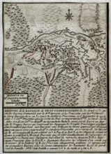 Seven Years War (1756-1763): Map of the Battle of Gross-Jägersdorf (August 30, 1757).  Creator: Jean de Beaurain.