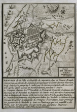 Seven Years War (1756-1763): Map of the Russian bombardment of Memel, 1757 (1765). Creator: Jean de Beaurain.