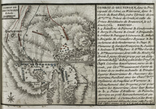 Seven Years War (1756-1763): Map of the Combat of Grüningen (25 August 1762), 1765. Creator: Jean de Beaurain.