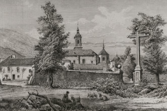 Exterior view of the Charterhouse of El Paular, Rascafría, Spain, 1878. Creator: Enrique Alba.