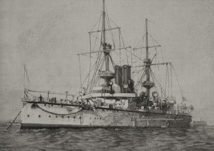 HMS Centurion (1892), Centurion-class battleship, Royal Navy, 1898. Creator: Sampietro.