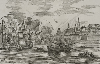 Assault on Cadiz, 1797, (1851). Creator: Unknown.