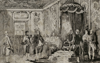 Abdication of King Charles IV in favour of his son Ferdinand VII, March 19, 1808, (1851).   Creator: Unknown.