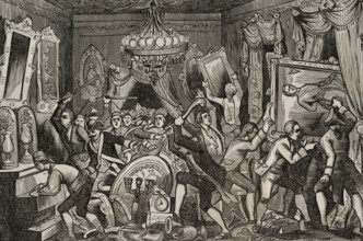 Mutiny of Aranjuez (17-19 March 1808): break-in at the Prince of Peace's house, (1851).  Creator: Unknown.