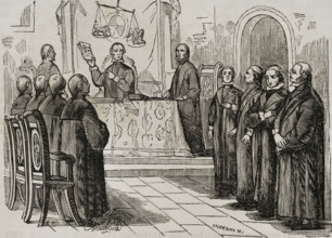 The conspiracy of El Escorial (1807): The El Escorial ruling, Spain, (1851).  Creator: Unknown.
