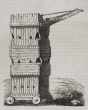 Siege tower or breaching tower - siege engine, 1852.  Creator: Unknown.