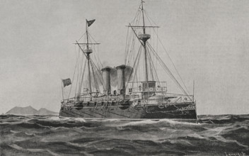 Spanish-American War (1898): Battleship cruiser "Infanta María Teresa", Spanish navy, 1898. Creator: Enrique Laporta Valor.