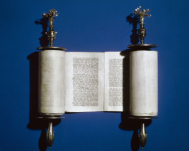 Torah: Scroll of the Law and silver scroll holder, 2008. Creator: Unknown.
