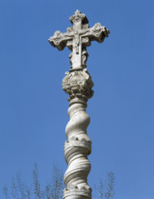 Baroque cross, central courtyard of the former Hospital de la Santa Creu, Barcelona, Spain, 1998. Creator: LTL.