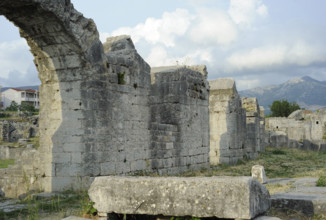 Partial view of the amphitheater ruins, ancient city of Salona, Solin, Croatia, 2018.  Creator: Unknown.