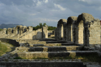 Partial view of the amphitheater ruins, ancient city of Salona, Solin, Croatia, 2018.  Creator: Unknown.