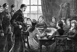 The State of Ireland: dispersing a Ladies' Land League Meeting, 1881. Creator: William Heysham Overend.