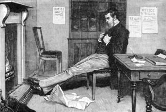 The State of Ireland: a boycotted agent's office - rent day, but no rent, 1881. Creator: William James Palmer.