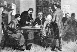 The State of Ireland: rent agent's office as it used to be - drinking his honour's health, 1881. Creator: William James Palmer.