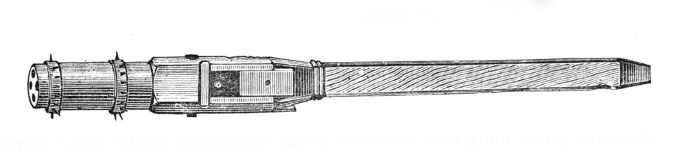 The "Holy-Water Sprinkler" (mace, combined with four pistol-barrels), 15th century, (1881). Creator: Unknown.