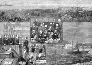 The Panama Canal: arrival of the engineers at Colon, 1881.  Creator: W. I. Mosses.