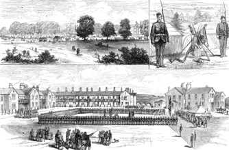 Presentation of Colours to 3rd Battalion Royal Scots Regiment by the Marchioness of Lothian, 1883. Creator: Unknown.
