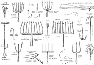 The International Fisheries Exhibition: salmon-poaching implements: Mr. Ffennell's Collection, 1883. Creator: Unknown.