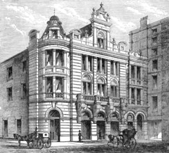 The new Savoy Theatre, front towards the Thames Embankment, 1881. Creator: Unknown.