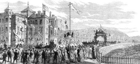 Improvements on the Kentish coast: Prince of Wales opening Hythe Marine Parade and Embankment, 1881. Creator: Unknown.
