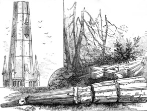 The Great Storm of Wind on Friday week: spire of St. Michael's Church, Blackheath, blown down, 1881. Creator: Unknown.