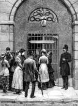 Waiting to see the prisoners: a sketch at Kilmainham Jail, Dublin, 1881. Creator: Unknown.