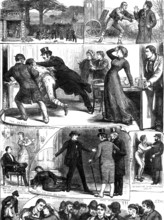 Sketches from the "Lights O' London" at the Princess's Theatre, 1881. Creator: Dalziel Brothers.