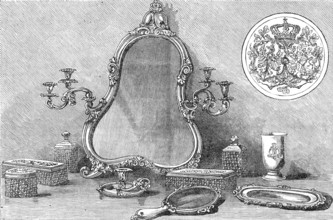Silver dressing-table articles presented by Prince & Princess Christian of Schleswig-Holstein, 1881. Creator: Unknown.