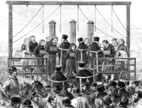 The Conspiracies in St. Petersburg: the Nihilists on the scaffold, 1881. Creator: Unknown.