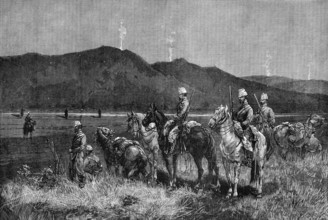 The French Expedition to Tunis: outpost of Chasseurs d'Afrique watching the signal fires..., 1881. Creator: Unknown.
