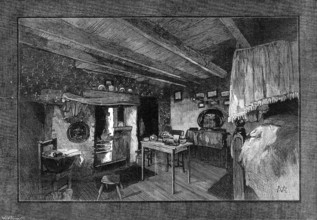 The Century of George Stephenson: the room in which Stephenson was born at Street House, Wylam, 1881 Creator: William James Palmer.