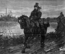 George Stephenson, the Father of Railways: Stephenson and his wife...on their wedding day, 1881. Creator: Unknown.