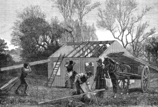 Sketches in Ireland: building a Land-League hut for evicted tenants, Hacketstown, Co. Carlow, 1881. Creator: Unknown.