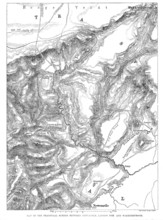 Map of the Transvaal border between Newcastle, Laing's Nek and Wakkerstroom, 1881. Creator: Stanford's Geographical Establishment.