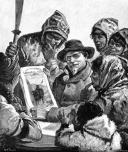 ...Lieutenant Schwatka Showing the esquimaux the "Illustrated London News", 1881. Creator: R&E Taylor.