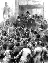 The Irish Land League Trials in Dublin; the traversers leaving the court, 1881. Creator: Unknown.
