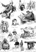 Sketches of Irish character in Dublin, 1881. Creator: Joseph Swain.