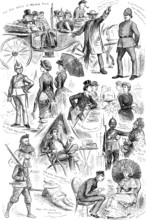 Sketches at the Wimbledon Camp of the National Rifle Association, 1883. Creator: Unknown.