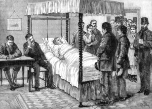 Prisoners charged with shooting Mr. Hearn at Ballinrobe, Mayo, brought...for identification, 1881.  Creator: William James Palmer.