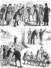 Working of the Land Court in Ireland: Sub-Commissioners examining a farm, 1881. Creator: Unknown.