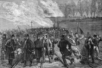 The Fatal Railway Accident at Canonbury: bringing the wounded out of the tunnel, 1881. Creator: Unknown.