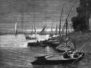 Sketches in Cairo: the harbour of Boulak, 1883. Creator: Eugène Froment.