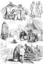 Sketches at an Irish cattle fair, 1881. Creator: Unknown.