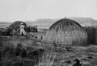 Colenso, South Africa: African kraal huts, 1905. Creator: Geoffrey L Parsons.